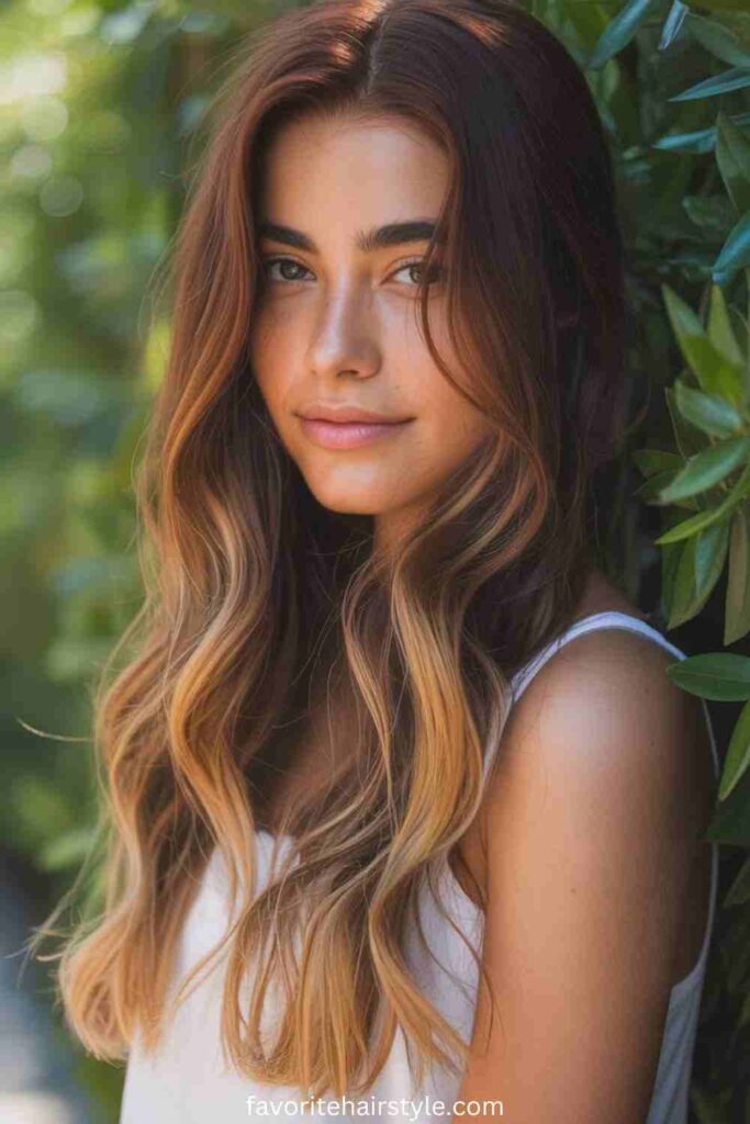 Honey Blonde Highlights on Chocolate Brown Hair