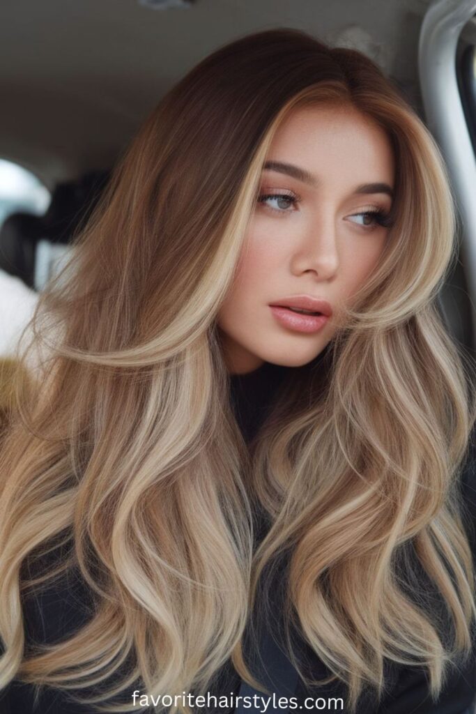 Honey Blonde Highlights on Medium Brown Hair