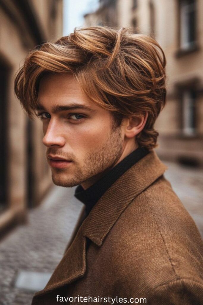 Honey Blonde Highlights with Side Part