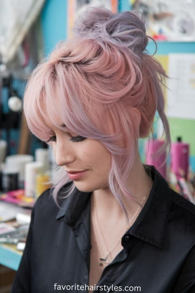 Hot Pink and Lavender Two-Tone Wolf Cut