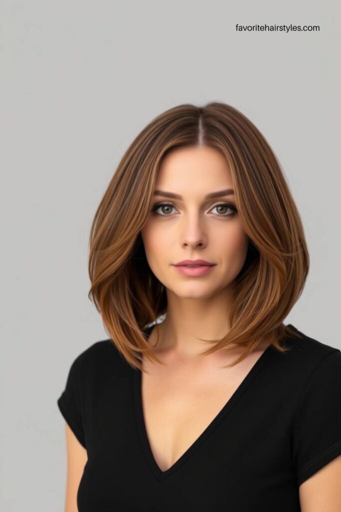 Layered Caramel Brown Bob