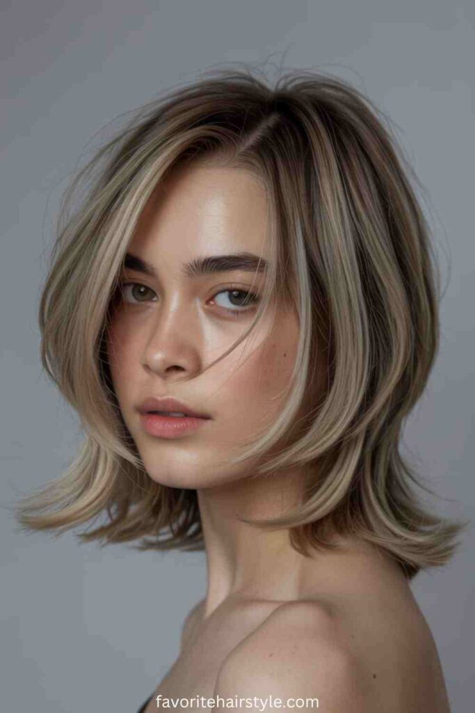 Layered Crop with Ashy Dirty Blonde Tones