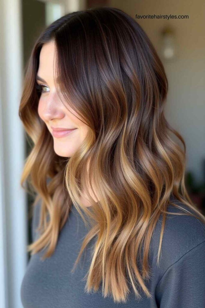 Layered Cut with Caramel Balayage