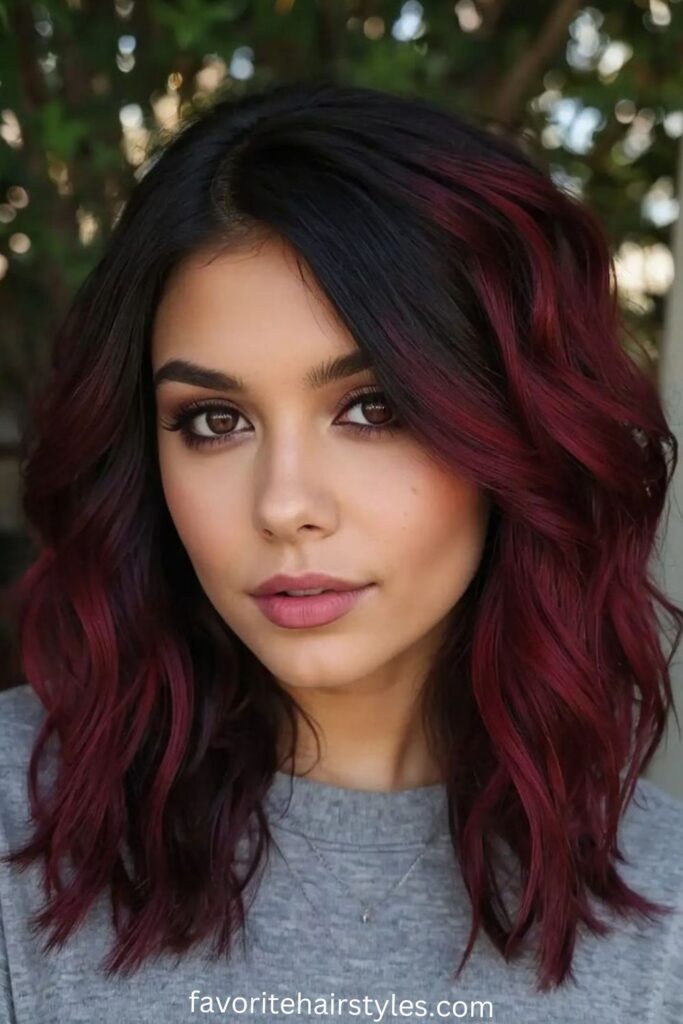 Layered Cut with Cherry Red Highlights
