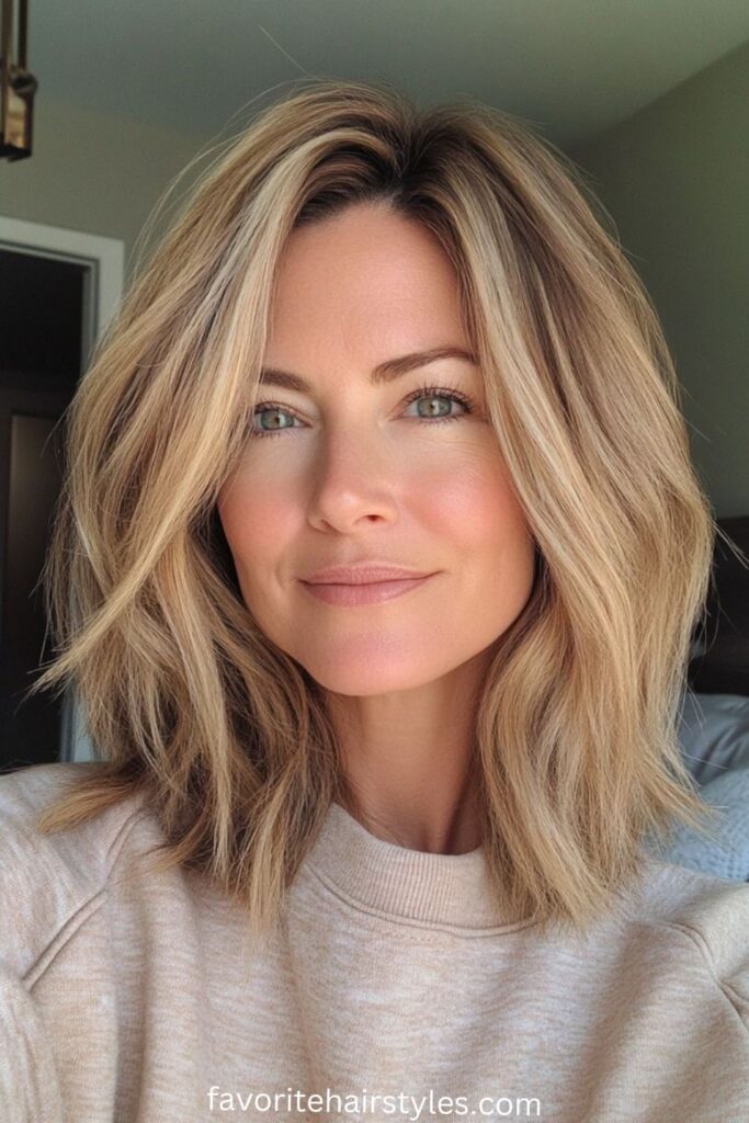 Long Bob (Lob) with Champagne Blonde Highlights