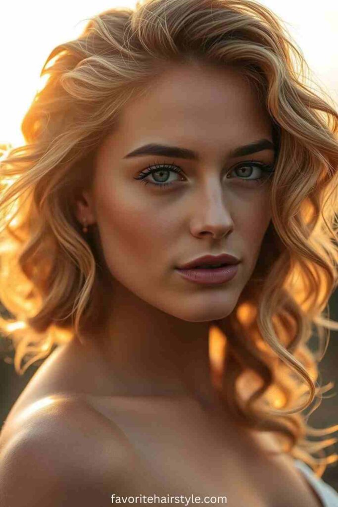 Long Dirty Blonde Curls with Subtle Lowlights