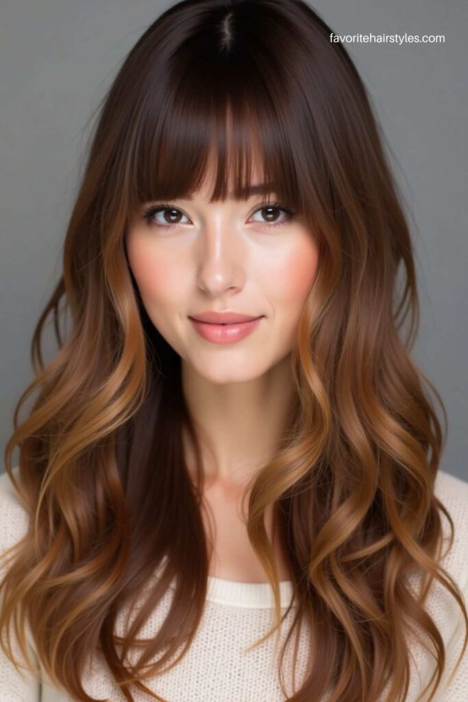 Long Layers with Curtain Bangs