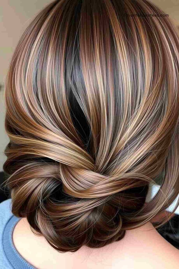 Low Bun with Soft Auburn Undertones