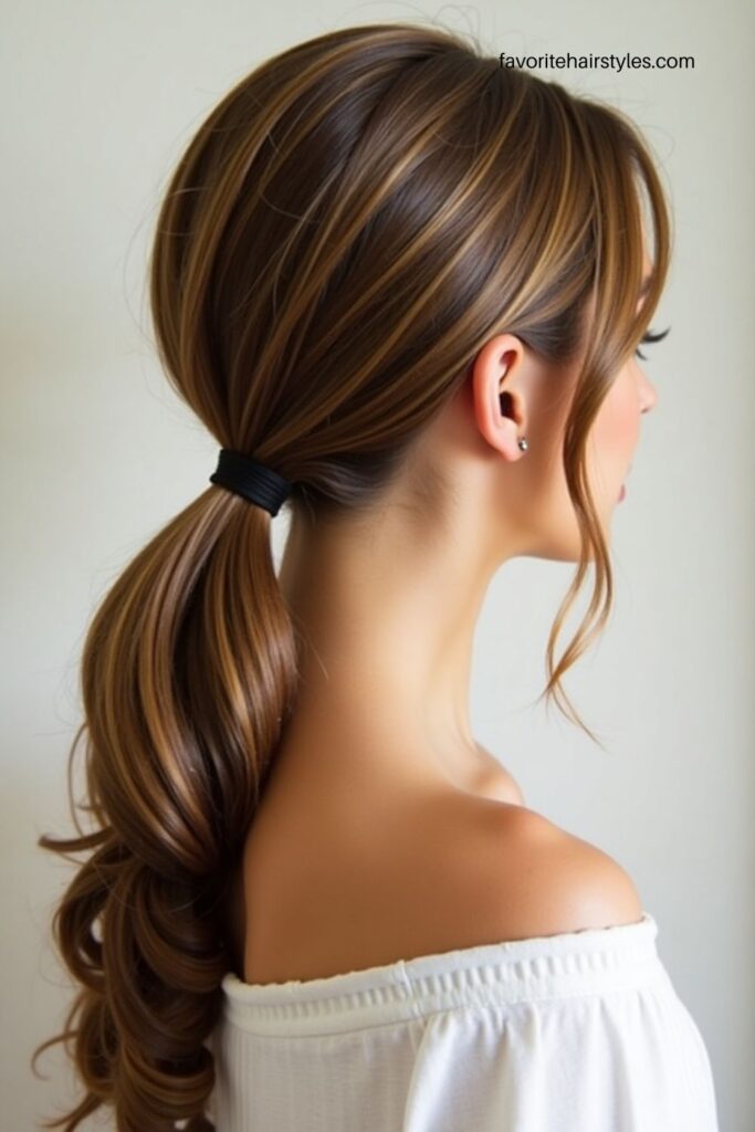 Low Ponytail with Caramel Accents