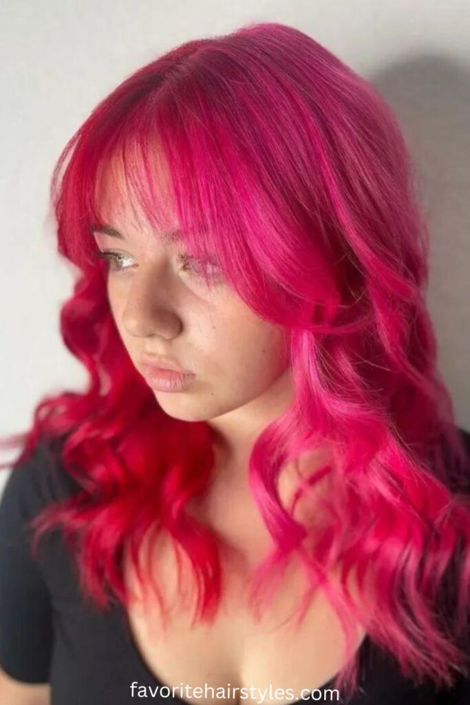 Magenta Wolf Cut Wig with Micro Bangs