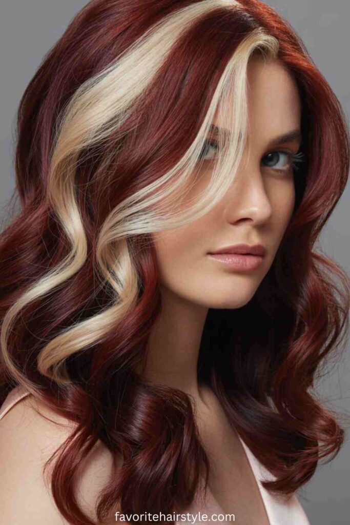 Mahogany Red with Champagne Blonde Streaks