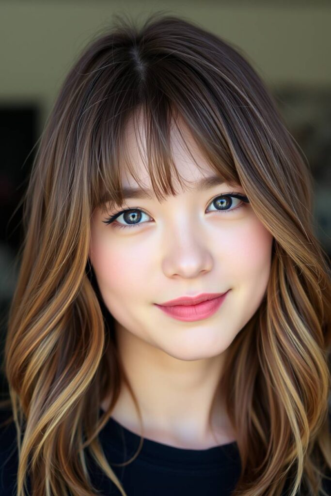 Messy Ash Brown Hair with Choppy Bangs
