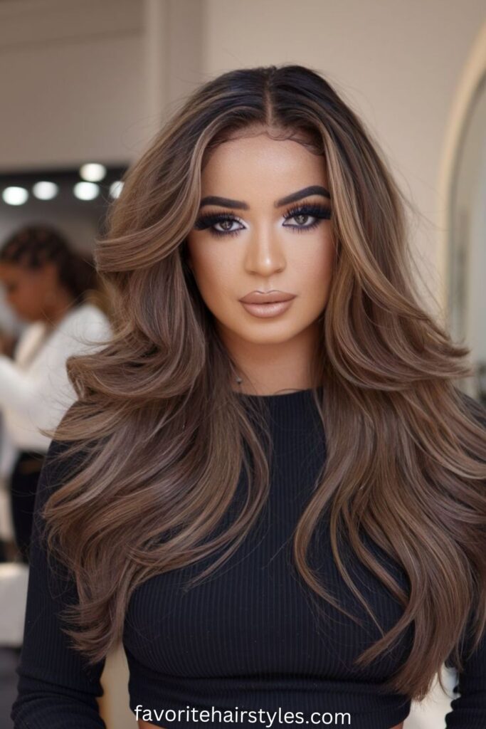 Mocha Highlights on Dark Brown Hair