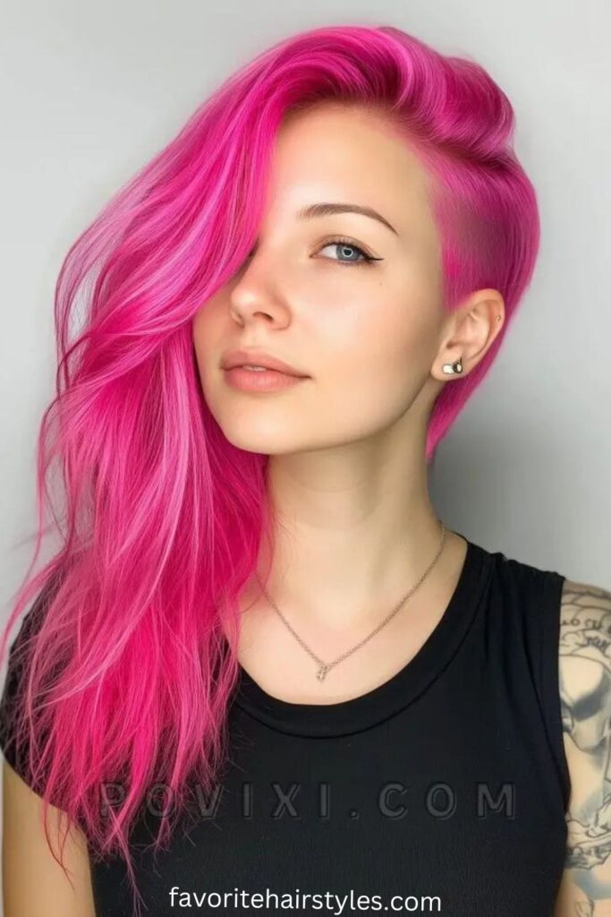 Neon Pink Wolf Cut with Undercut