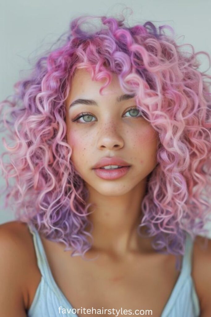 Pastel Pink Wolf Cut with Layered Curls