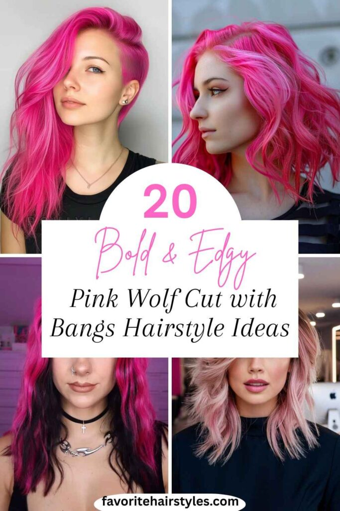 Pink Wolf Cut with Bangs Hairstyle Ideas