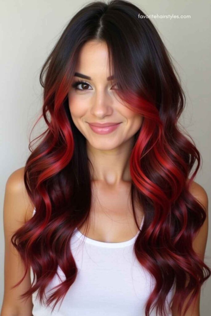 Red-Toned Highlights for Brunettes