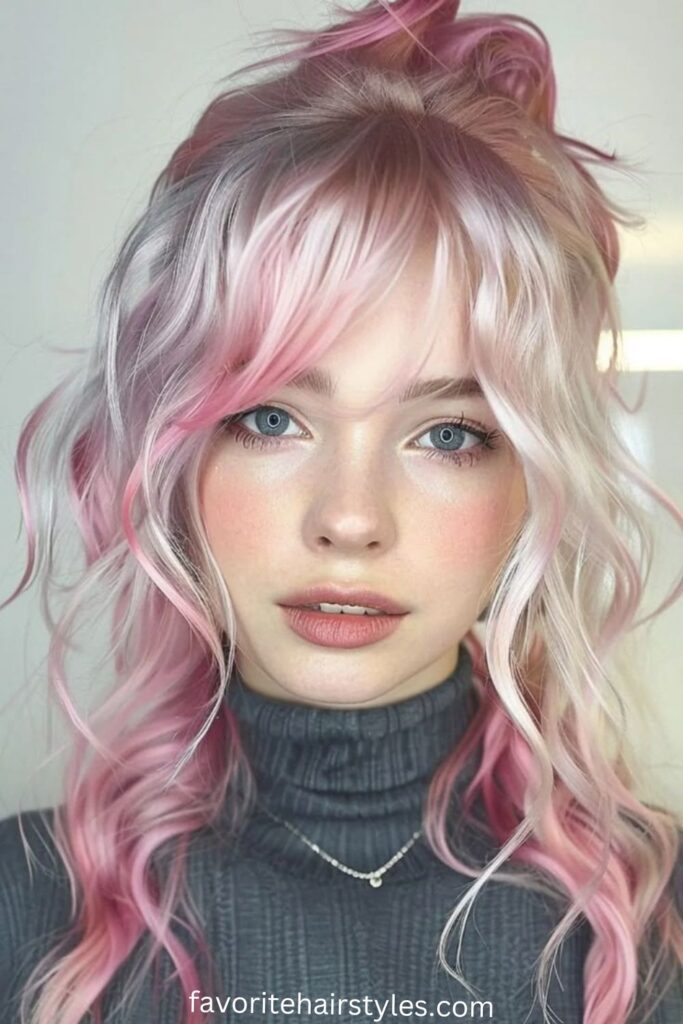 Rose Gold Pink Wolf Cut Wig with Natural Flow