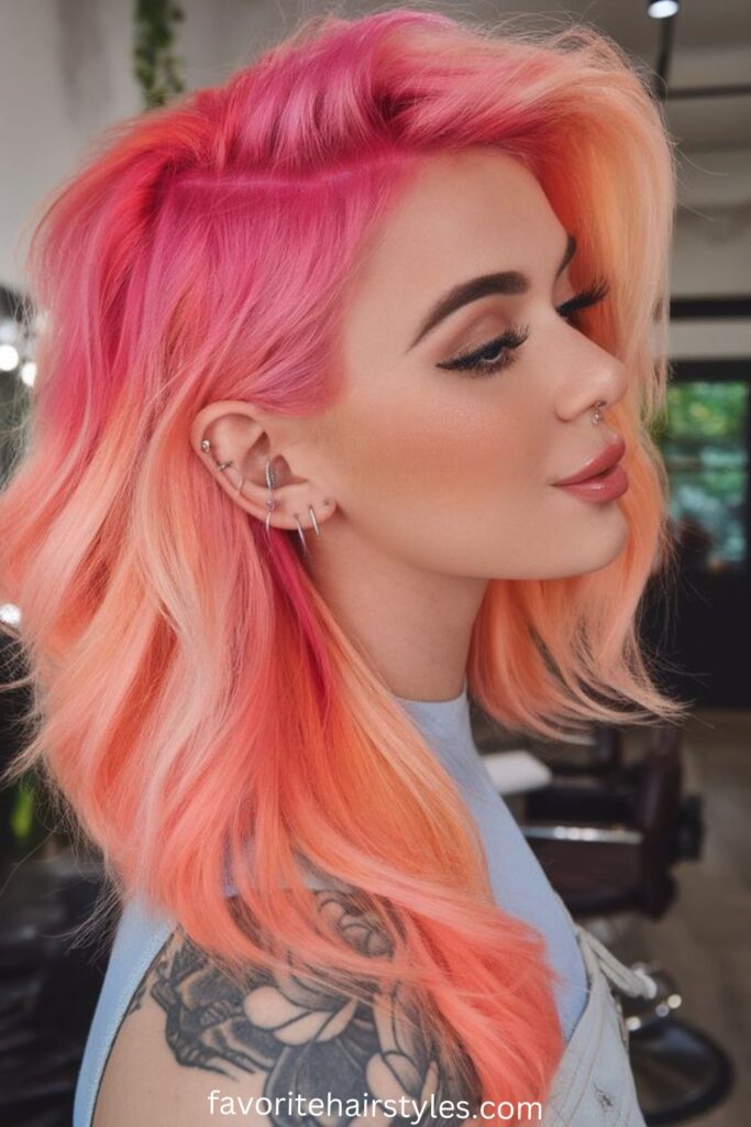 Rose Gold Wolf Cut with Defined Ringlets