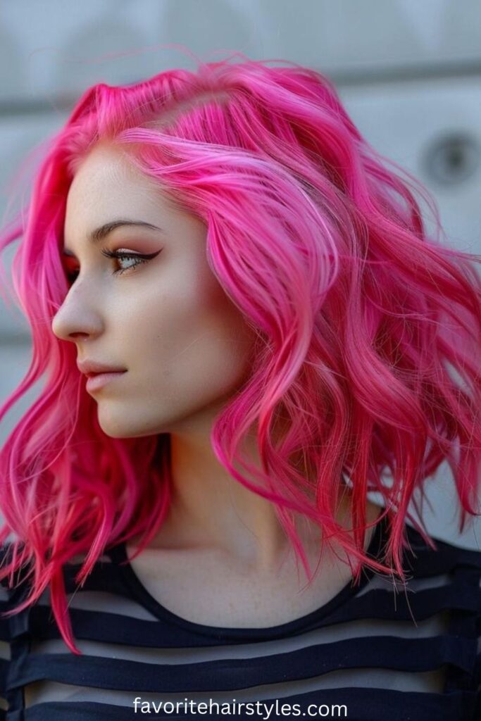 Rose Pink Wolf Cut with Slicked Back Texture