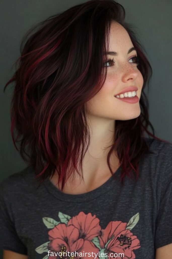 Shaggy Black Cherry Wolf Cut