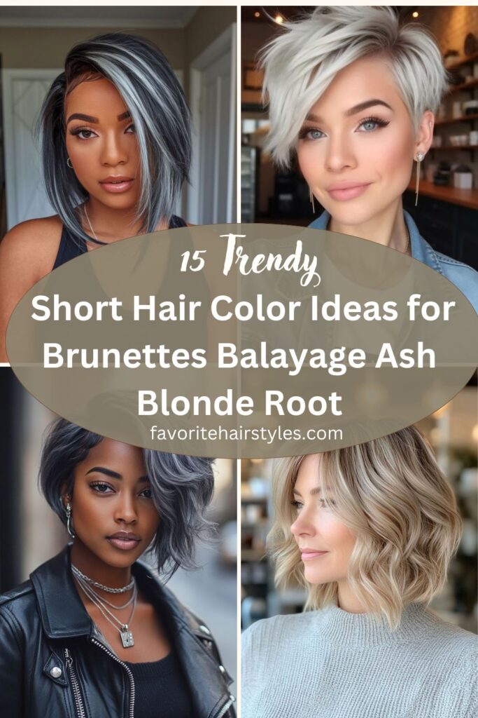 Short Hair Color Ideas For Brunettes Balayage Ash Blonde Root 