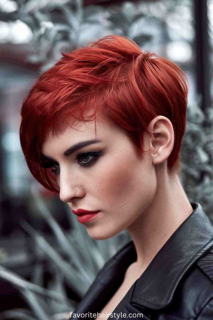 Short Red Weave with Shaved Sides