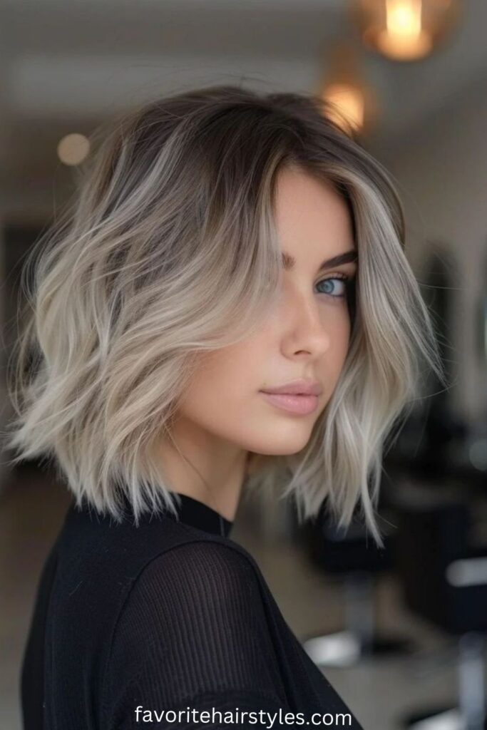 Short Shag with Dusty Ash Blonde Highlights