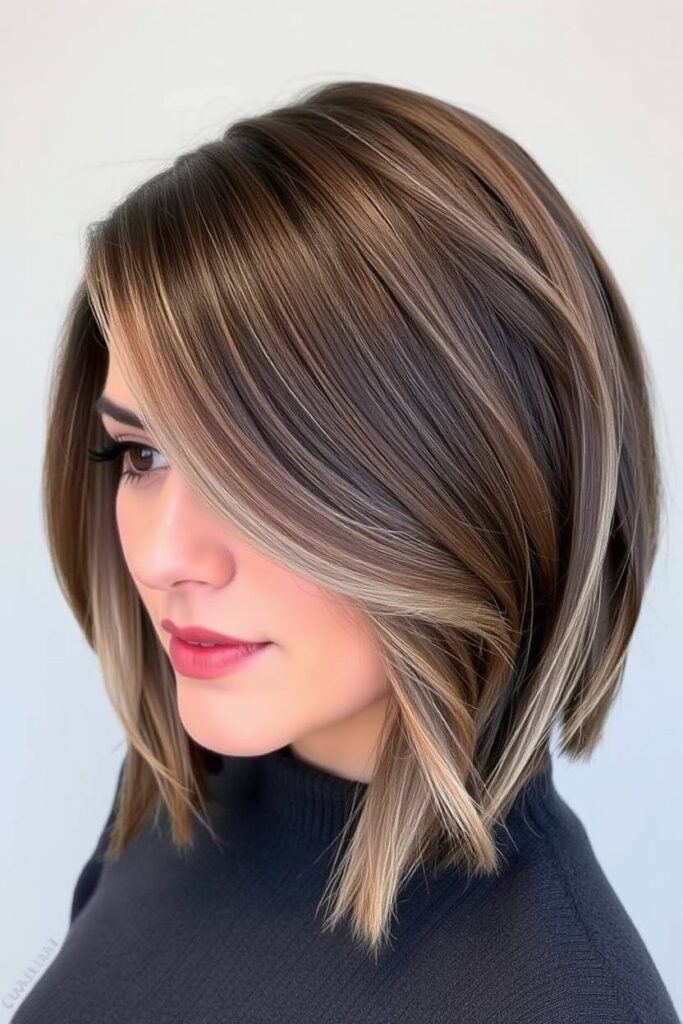 Shoulder-Length Ash Brown Balayage Bob