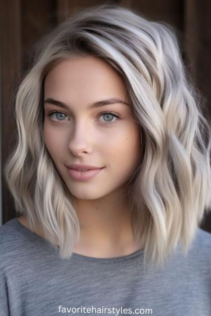 Shoulder-Length Blunt Cut with Ash Blonde Tones