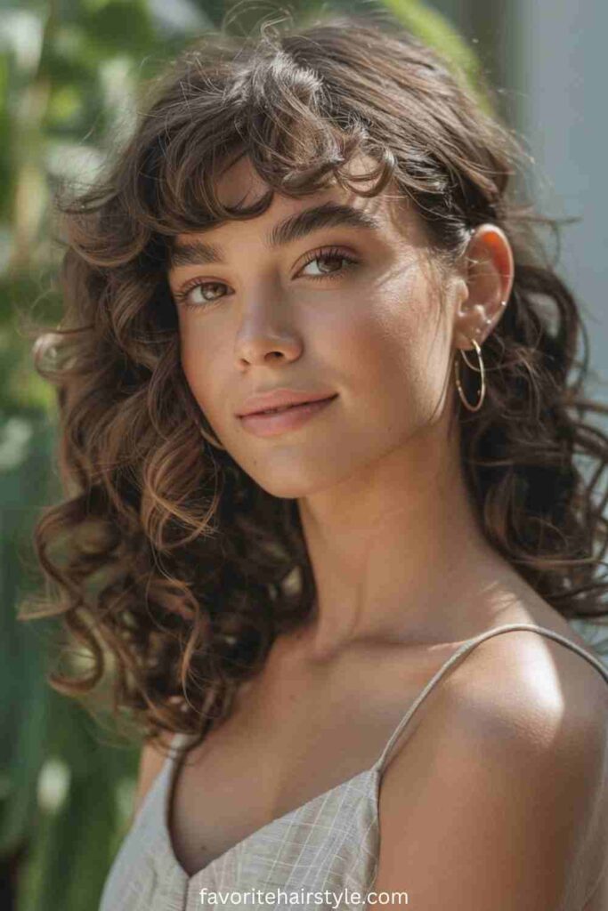Side-Swept Curly Bangs
