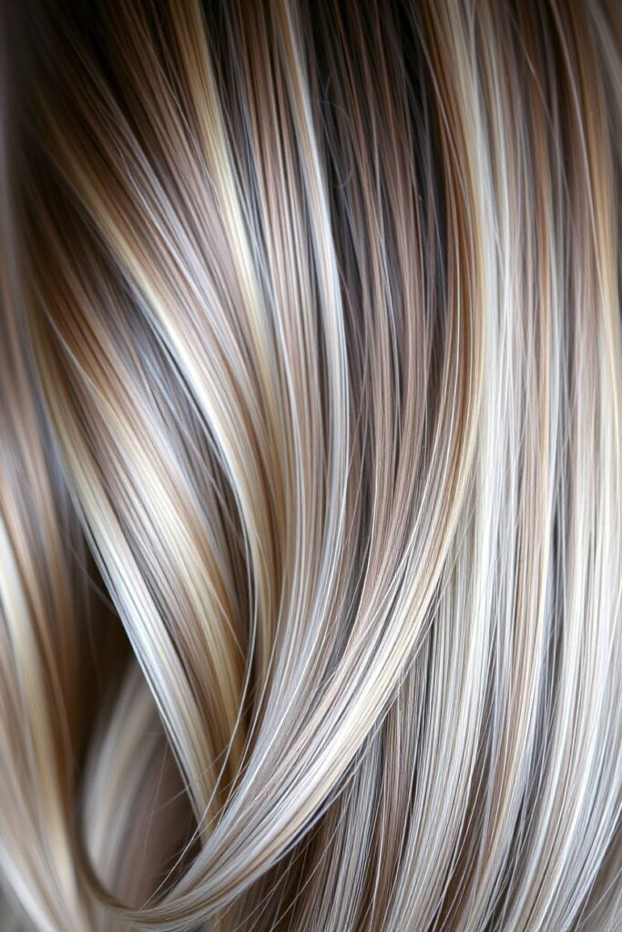 Silver Balayage on Ash Brown