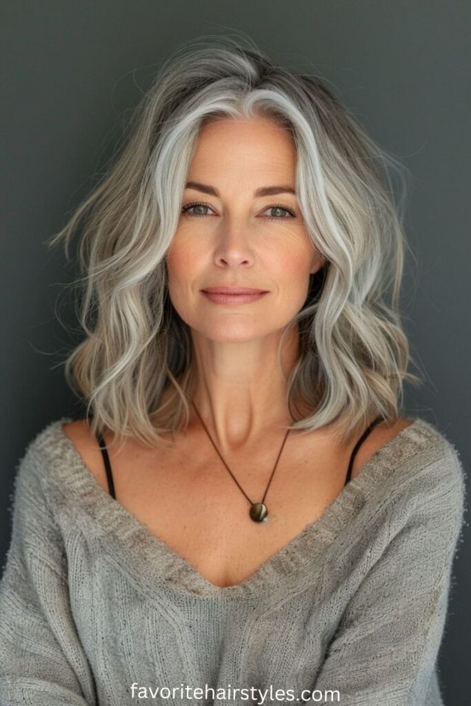 Blonde Hair Ideas For Women Over 60  Silver Blonde Blended with Natural Grays