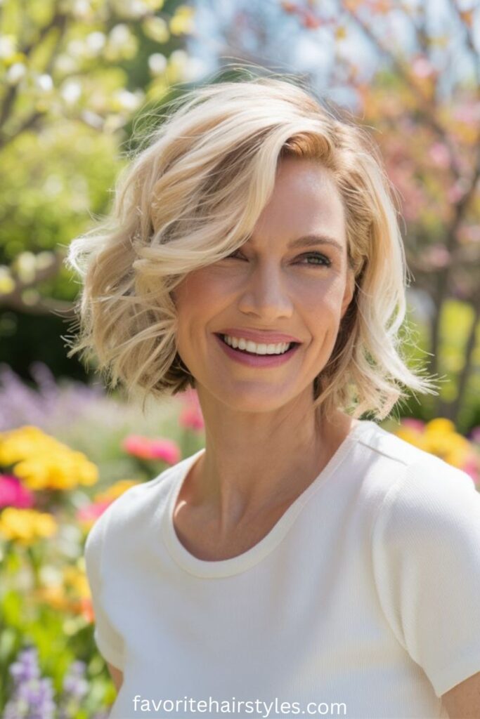 Sleek Champagne Blonde Lob