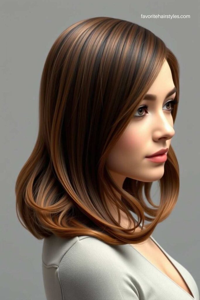 Sleek Lob with Arched Bangs