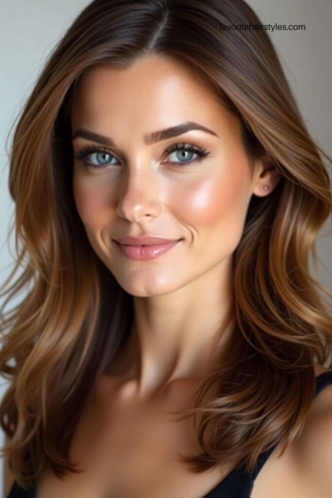 Sleek Straight Caramel Brown Hair