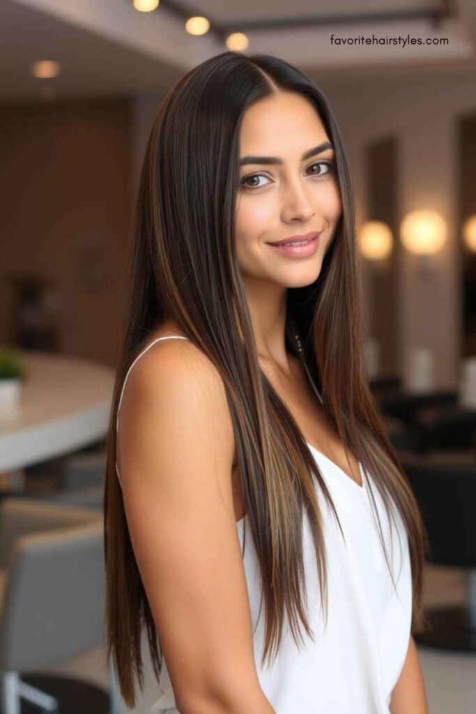 Sleek Straight Style with Dark Chocolate Extensions