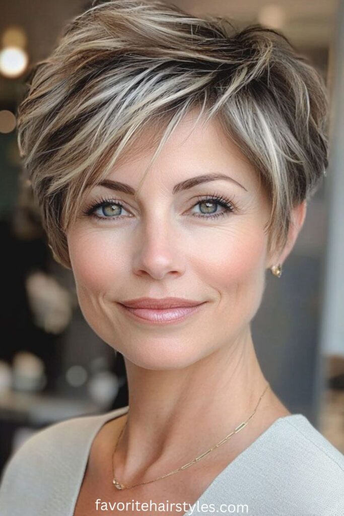 Soft Ash Blonde Pixie Cut