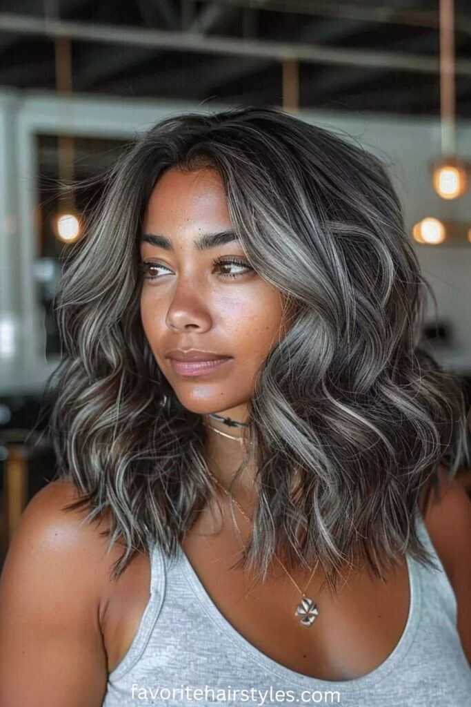 Soft Ash Blonde with Silver Balayage