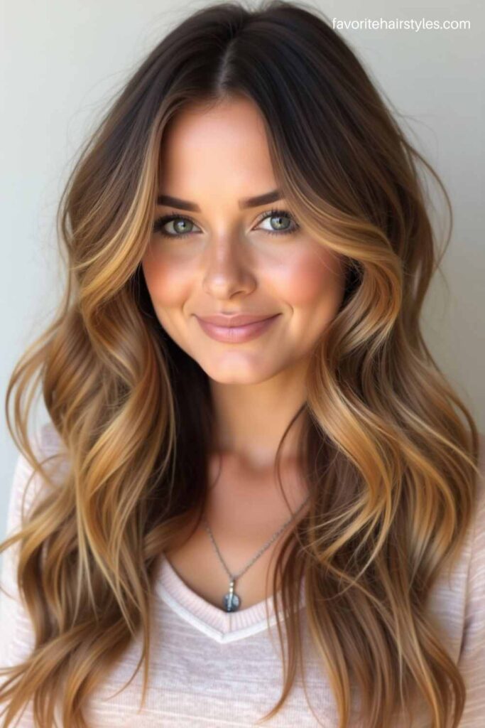 Soft Caramel Tones with Loose Waves