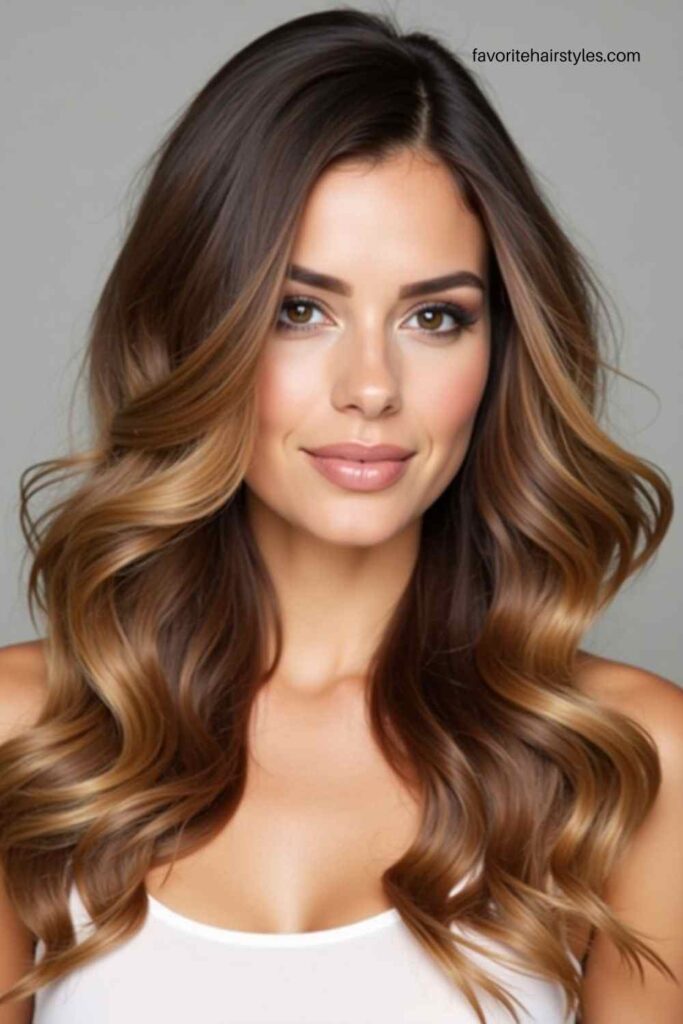 Soft Layered Caramel Brown Hair