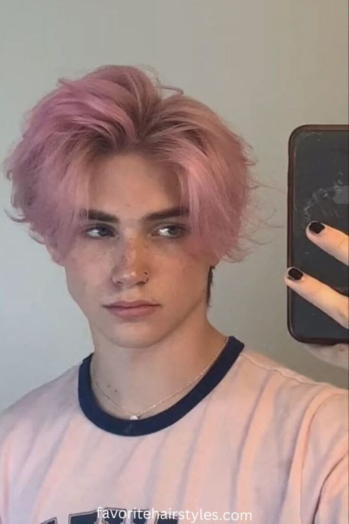 Soft Pink Wolf Cut with Tapered Sides