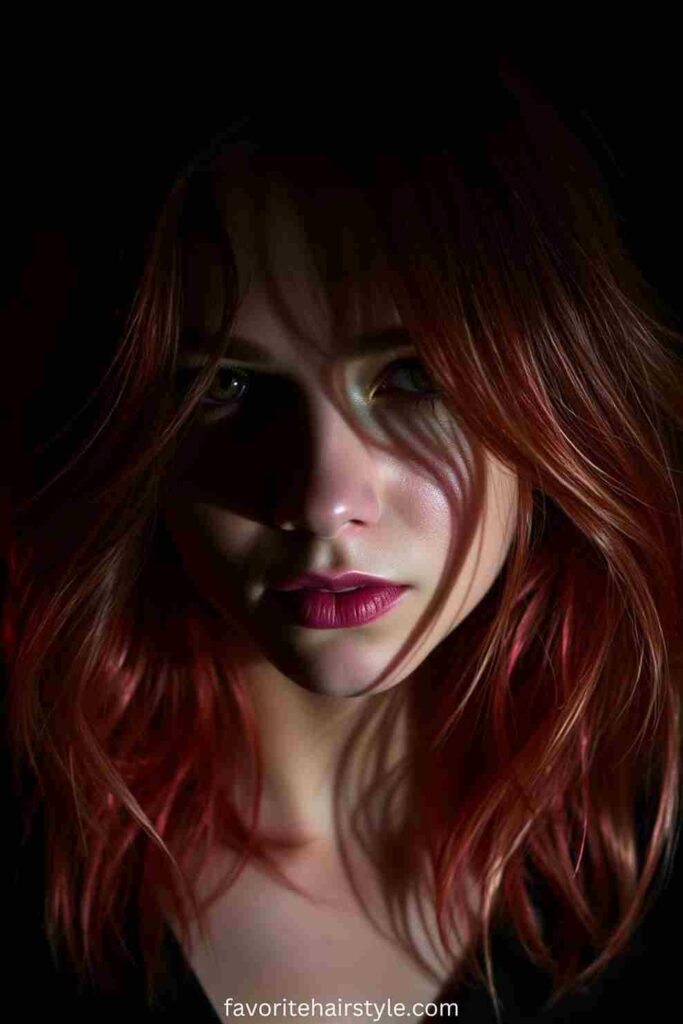 Soft Red with Blonde Lowlights