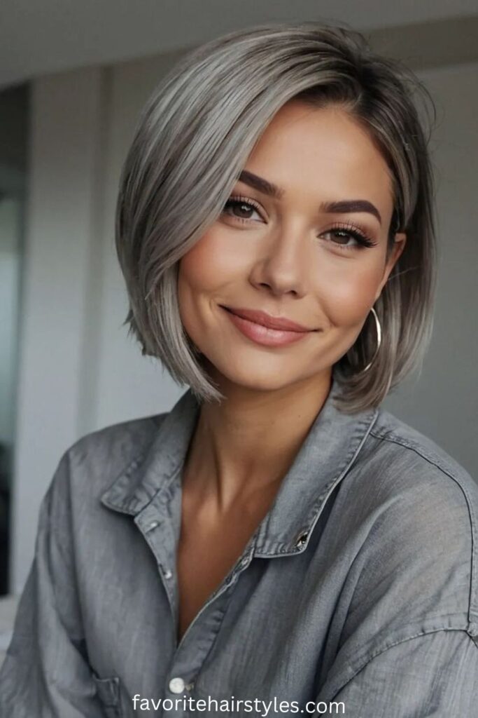 Soft Silver Blonde Bob