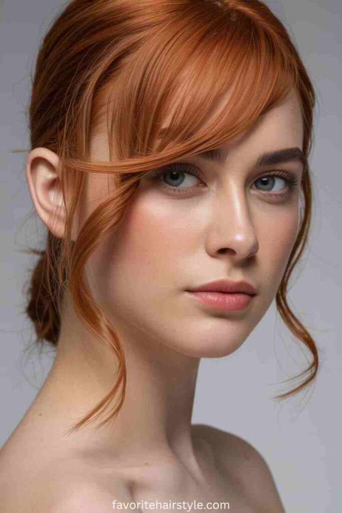 Strawberry Blonde with Curtain Bangs