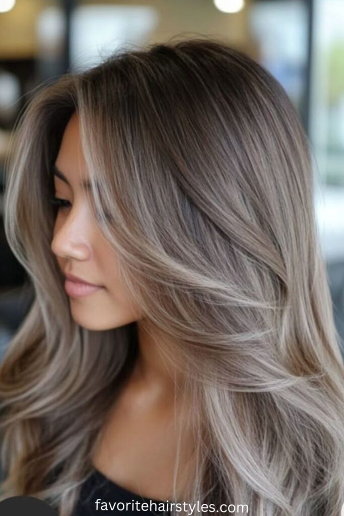 Subtle Ash Blonde Balayage with Natural Roots