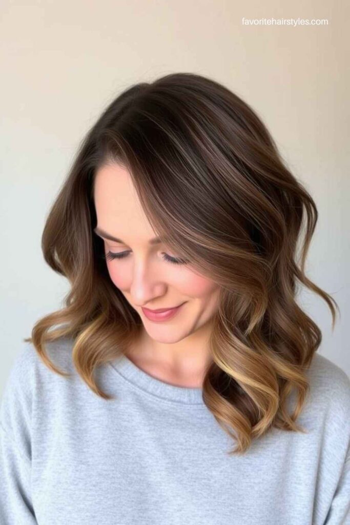 Subtle Ash Brown Balayage for Loose Curls