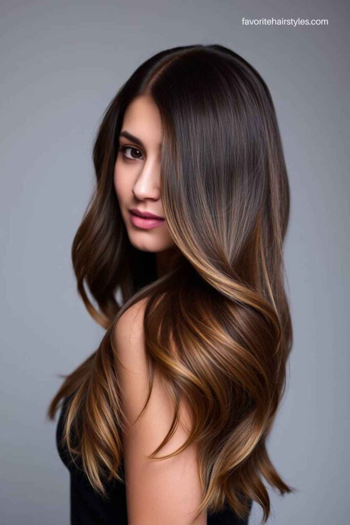 Subtle Ash Brown Balayage on Dark Brown Hair