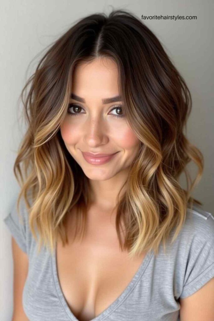 Textured Bob with Caramel Highlights