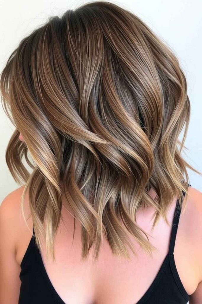 Textured Layered Ash Brown Bob